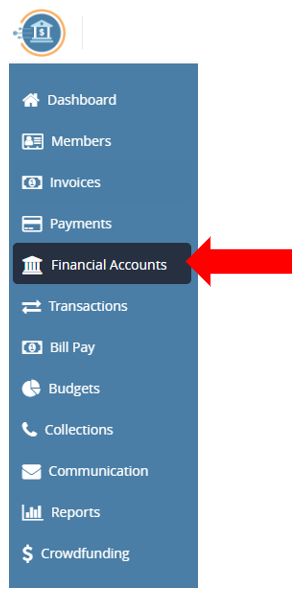 Financial Accounts menu highlighted