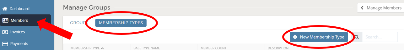 Membership management interface screenshot