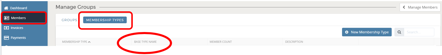 Membership management interface screenshot