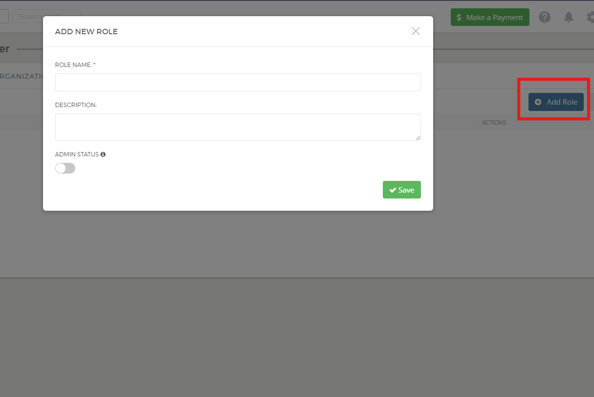 Add New Role form interface