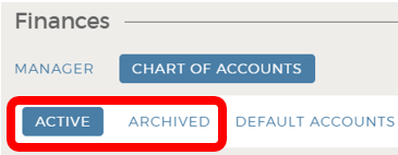 Finances menu with Active tab highlighted.