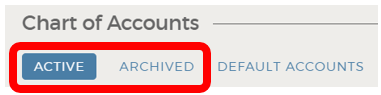 Chart of Accounts menu with Active selected.